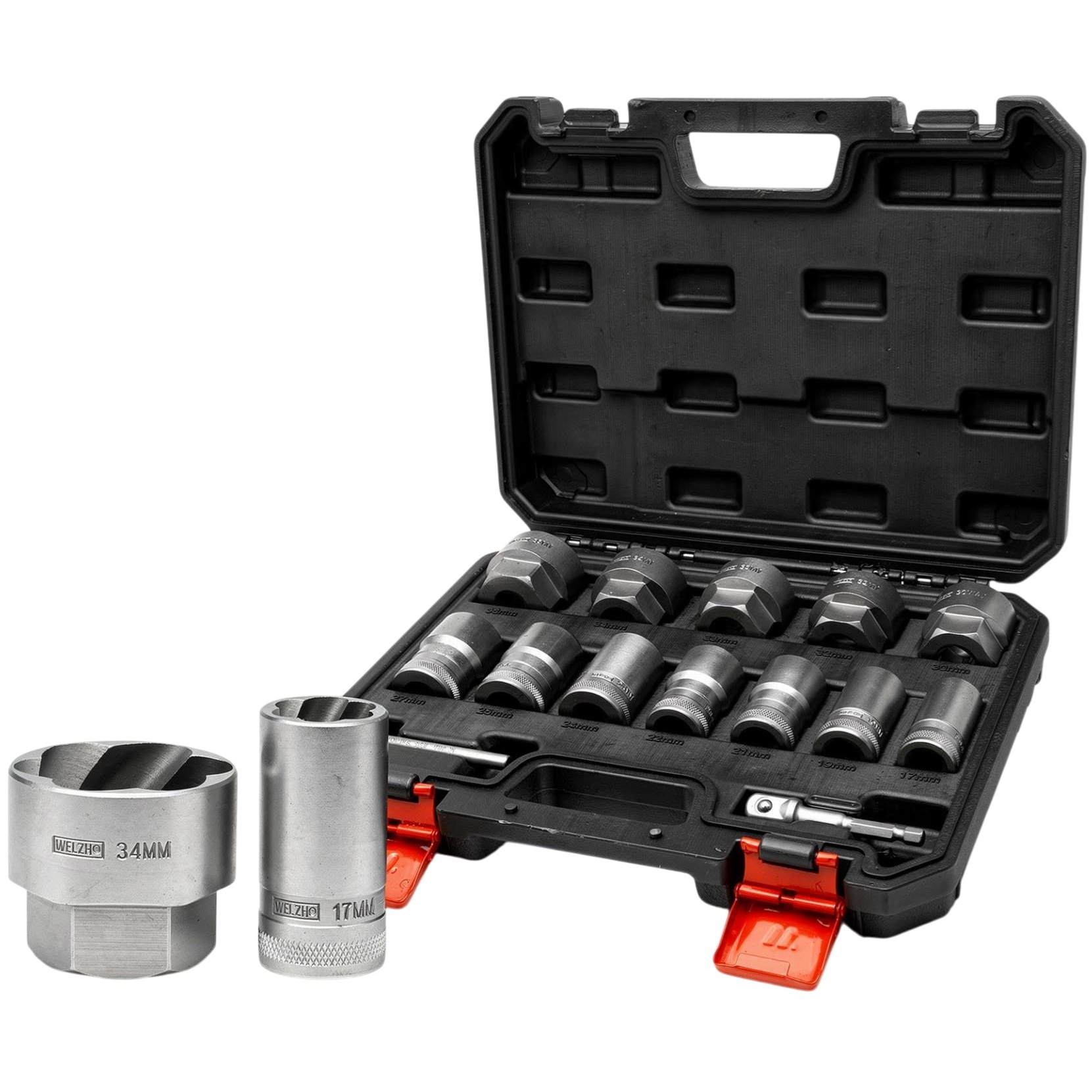 Hlavice špirálové 1/2" / vyťahovák poškodených skrutiek Twist-Mate™, XL verzia, 17 - 36 mm, 14 dielov, Welzh 44450-WW