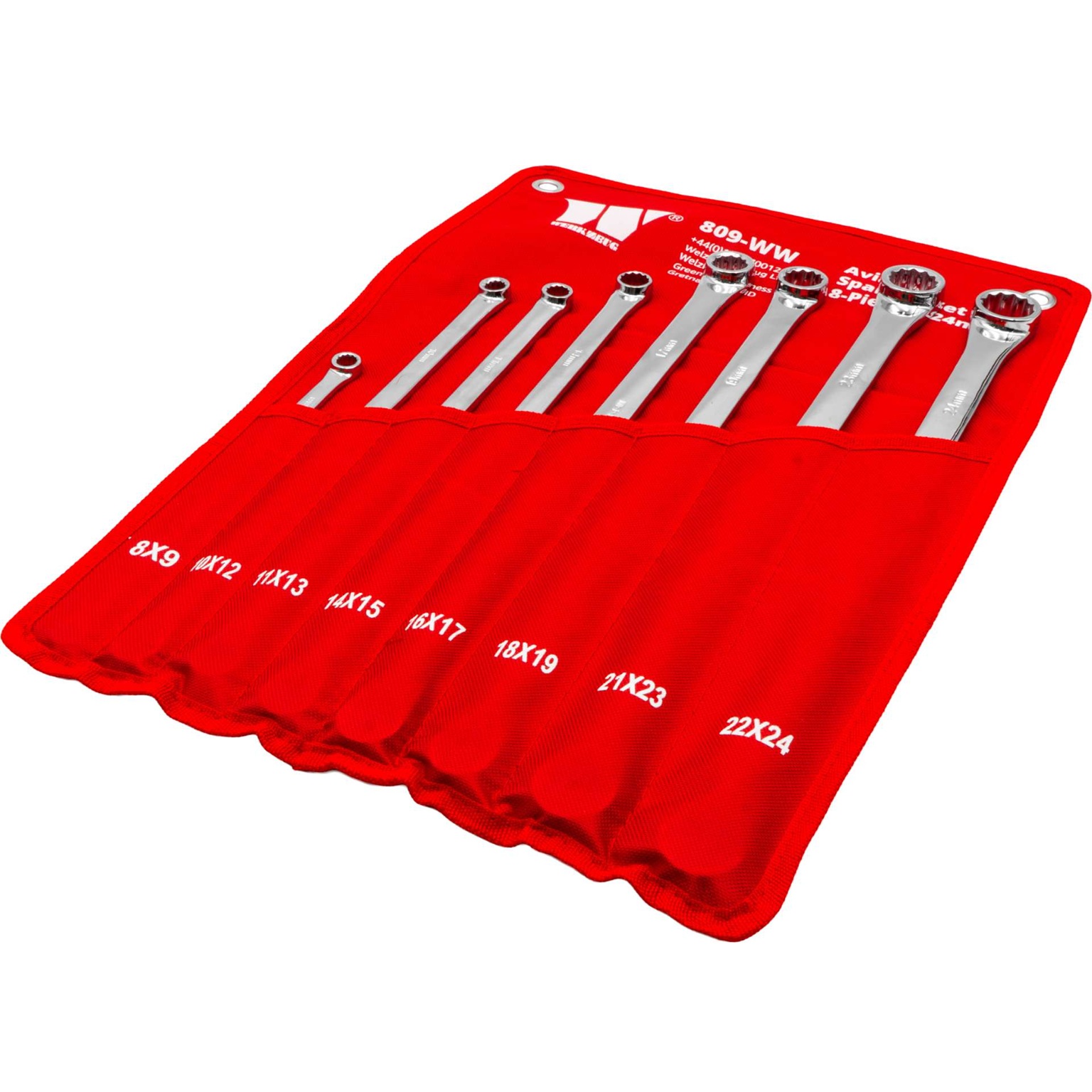 Kľúče očkové obojstranné, extra dlhé, 8 - 24 mm, Master verzia, 8 dielov, Welzh 809-WW