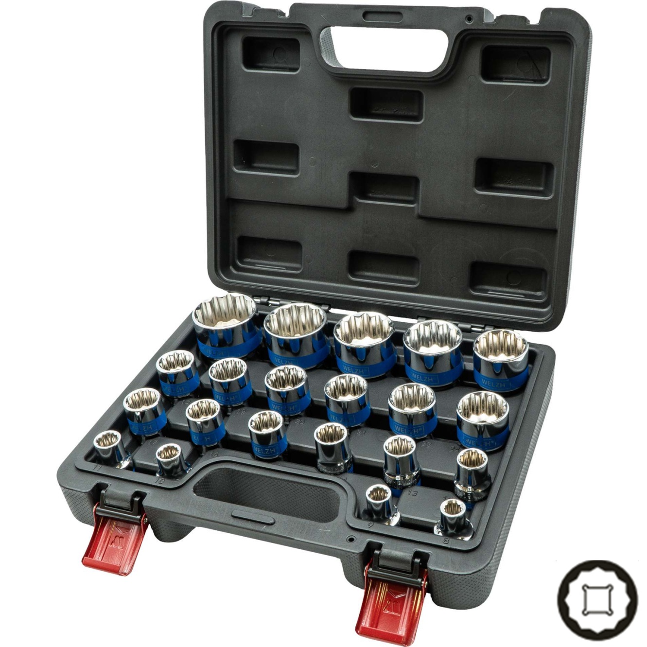 Hlavice nástrčné 1/2", 12-hran, 8 - 36 mm, 21 dielov, Welzh 11610-WW