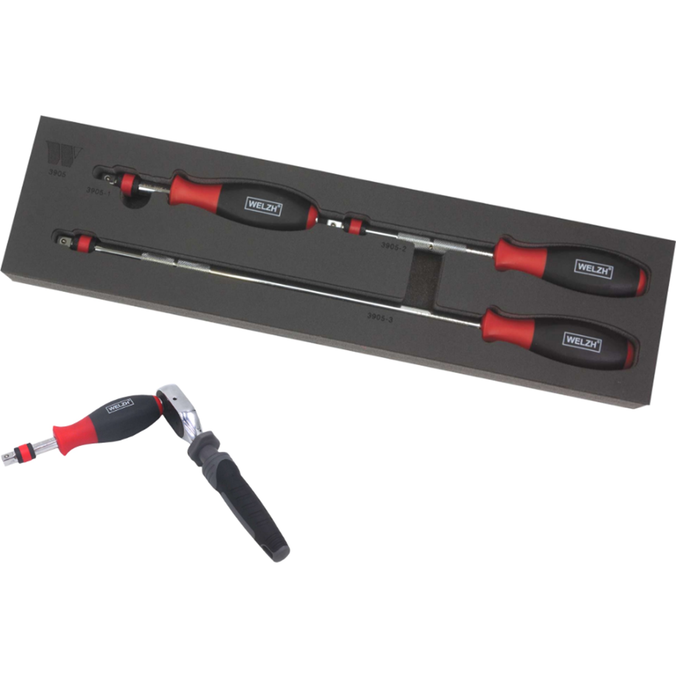 Predĺženia Extension Mate™ 3/8", 175  - 250 - 450 mm, s rukoväťou, 3 diely, Welzh 3905-WW