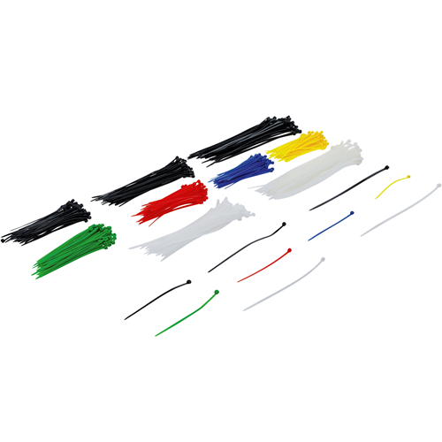 Pásky sťahovacie, farebné, 100 - 150 - 200 mm, 450 dielov