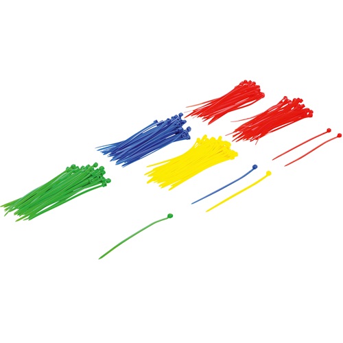 Pásky sťahovacie, farebné, 2,4 x 100 mm, 200 dielov