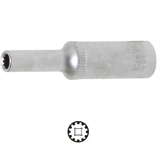 Hlavica nástrčná, Gear Lock, predĺžená, 1/4", 4 mm, BGS 10154