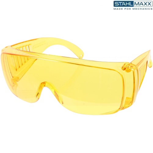 Okuliare ochranné UV na detekciu netesností v klimatizácii s kontrastným médiom, UV lampou a UV vytvrdzovacími lepidlami,  STAHLMAXX 115856