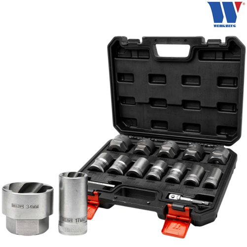 Hlavice špirálové 1/2" / vyťahovák poškodených skrutiek Twist-Mate™, XL verzia, 17 - 36 mm, 14 dielov, Welzh 44450-WW
