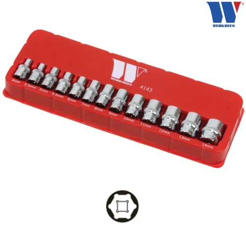 Hlavice nástrčné 1/4", 6-hran, 4 - 14 mm, 13 dielov, Welzh 4143-WW
