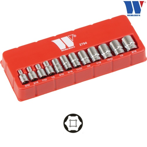 Hlavice nástrčné 1/4", 6-hran, palcové 5/32" - 9/16", 12 dielov, Welzh 2794-WW