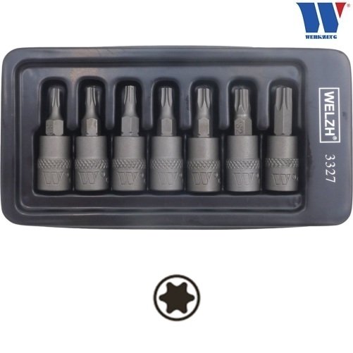Hlavice zástrčné 1/4", T-profil T10 - T40, SE-V S2 oceľ, 7 dielov, Welzh 3327-WW