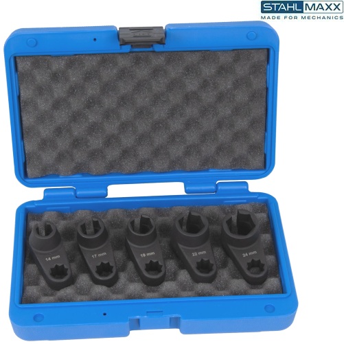 Hlavice nástrčné na Lambda sondu / snímače výfukových plynov, s drážkou, 1/2", 6-hran 14 - 24 mm, STAHLMAXX 124469