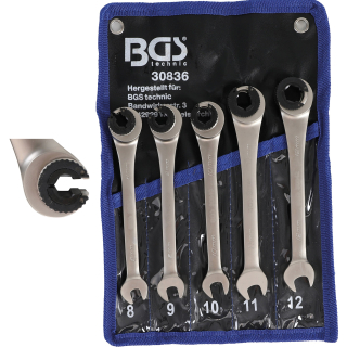 Kľúče očkoploché račňové, otvorené, 8 - 12 mm, 5 dielov, BGS 30836