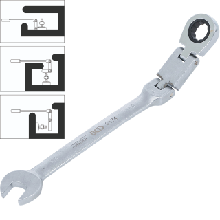 Kľúč očkoplochý račňový, dvojkĺbový, nastaviteľný, 14 mm, BGS 6174