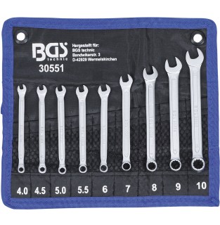 Kľúče očkoploché, 4 - 10 mm, 9 dielov, za studena kované, BGS 30551